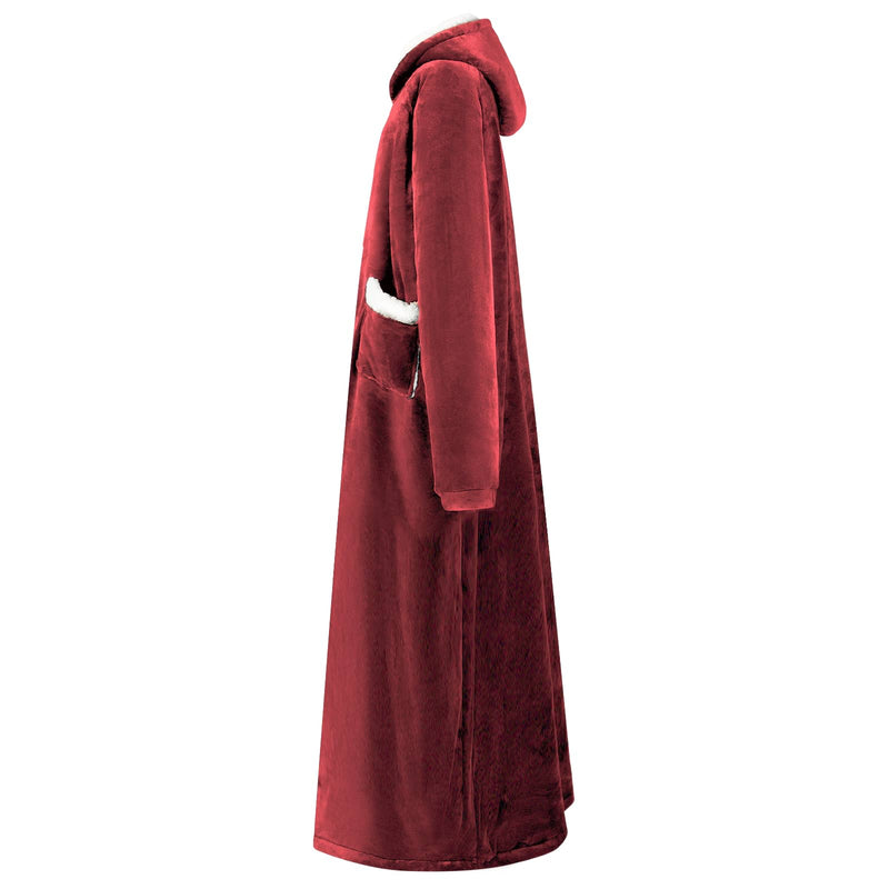 ギャラリービューアに画像をロードする, Vidaxl deken hoodie bordeaux rood m fleece en flanel