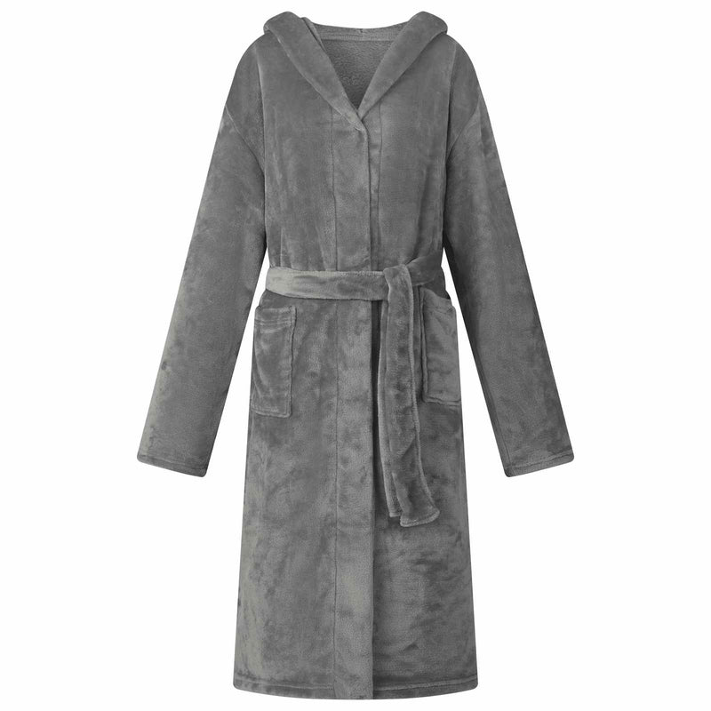 Afbeelding laden in galerijviewer, Vidaxl badjas hoodie donkergrijs xxl flanel