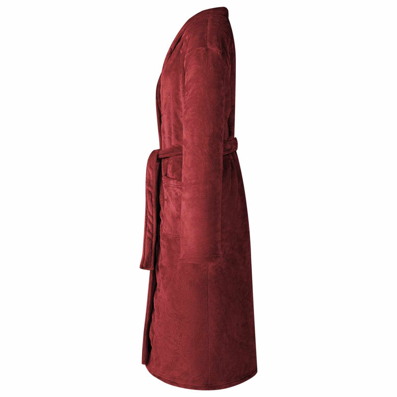 Afbeelding laden in galerijviewer, Vidaxl badjas zonder kap bordeaux rood xl flanel