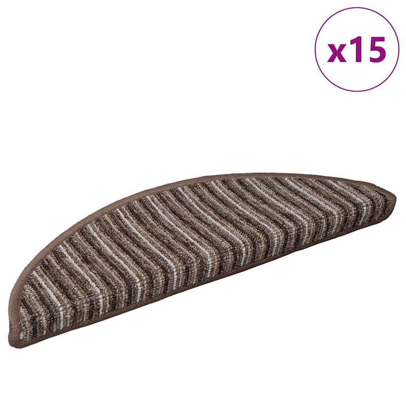Afbeelding laden in galerijviewer, Vidaxl zelfklevende trapmatten 15 pcs bruin 56 x 17 x 3 cm