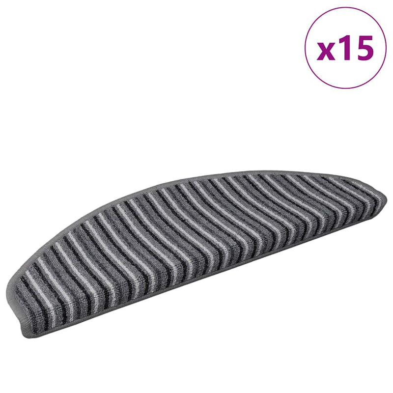 Afbeelding laden in galerijviewer, Vidaxl zelfklevende trapmatten 15 pcs grijs 65 x 21 x 4 cm