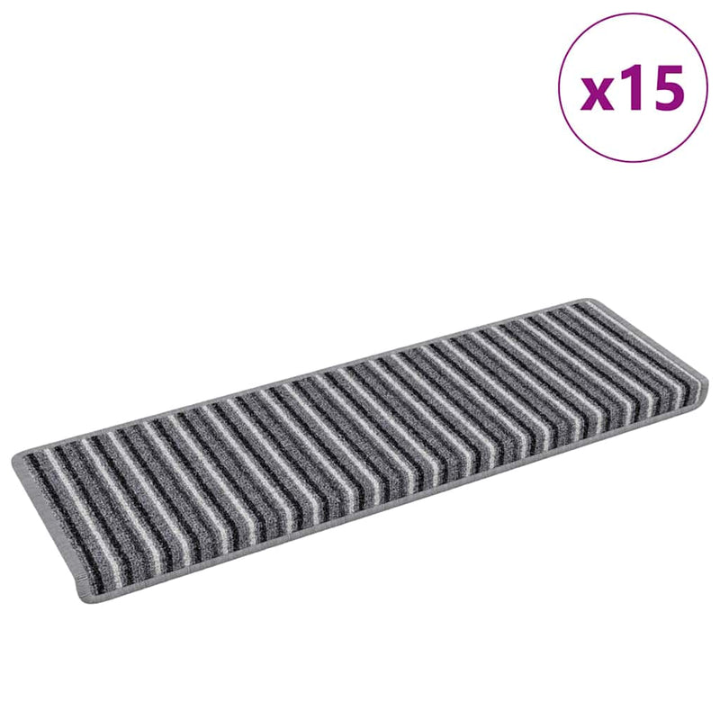 Afbeelding laden in galerijviewer, Vidaxl zelfklevende trapmatten gestreept 15 pcs grijs 65 x 21 x 4 cm