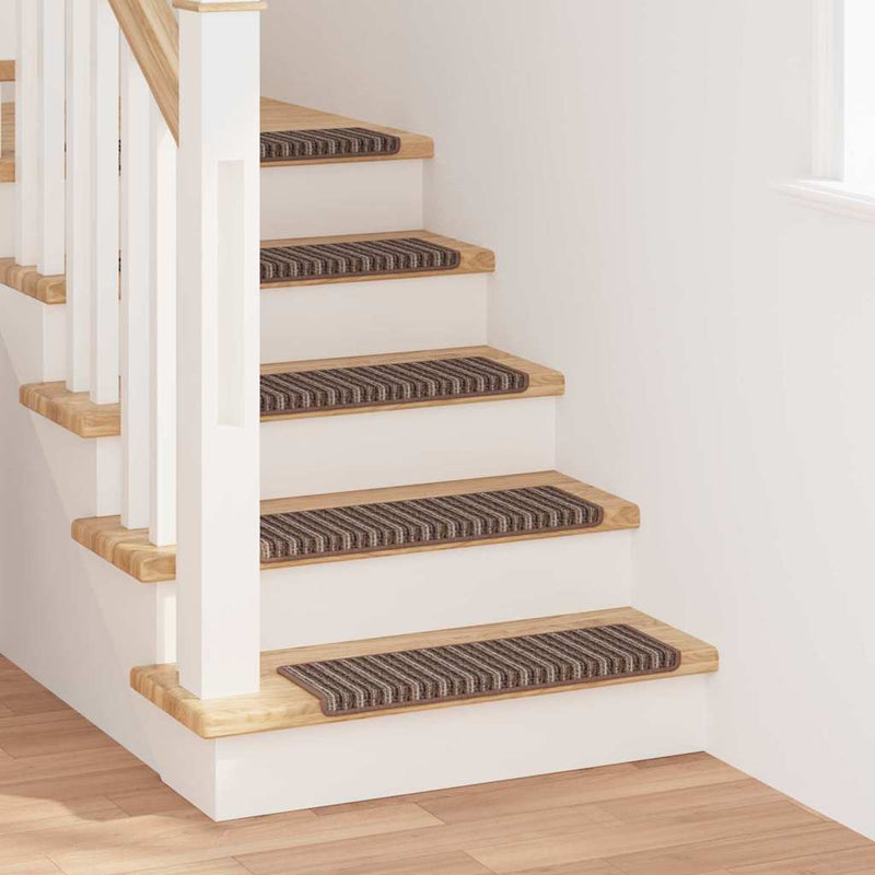 Afbeelding laden in galerijviewer, Vidaxl zelfklevende trapmatten gestreept 15 pcs bruin 65 x 21 x 4 cm