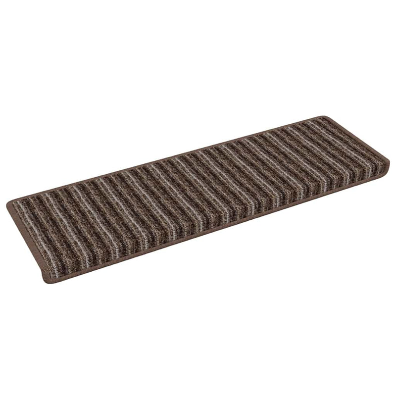 Afbeelding laden in galerijviewer, Vidaxl zelfklevende trapmatten gestreept 15 pcs bruin 65 x 21 x 4 cm