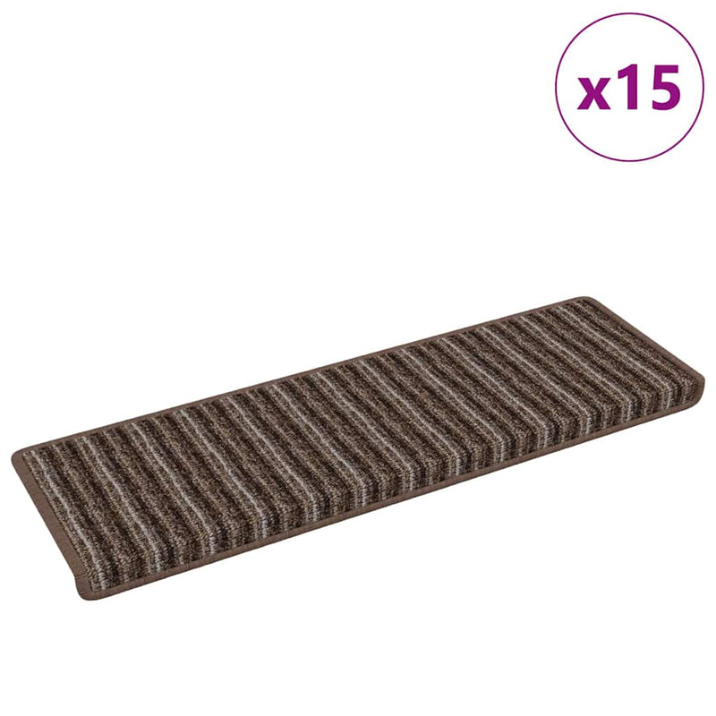 Afbeelding laden in galerijviewer, Vidaxl zelfklevende trapmatten gestreept 15 pcs bruin 65 x 21 x 4 cm