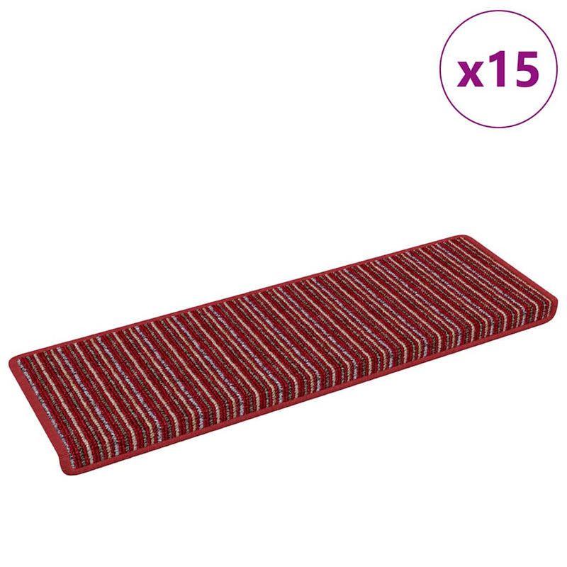 Afbeelding laden in galerijviewer, Vidaxl zelfklevende trapmatten gestreept 15 pcs rood 65 x 21 x 4 cm