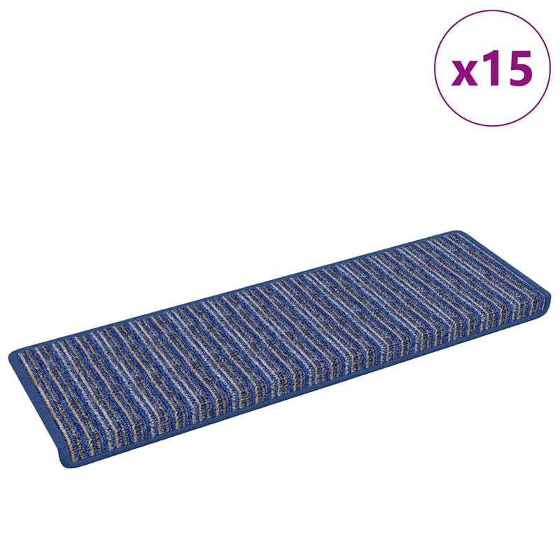 Chargez l'image dans la visionneuse de la galerie, Vidaxl zelfklevende trapmatten gestreept 15 pcs blauw 65 x 21 x 4 cm