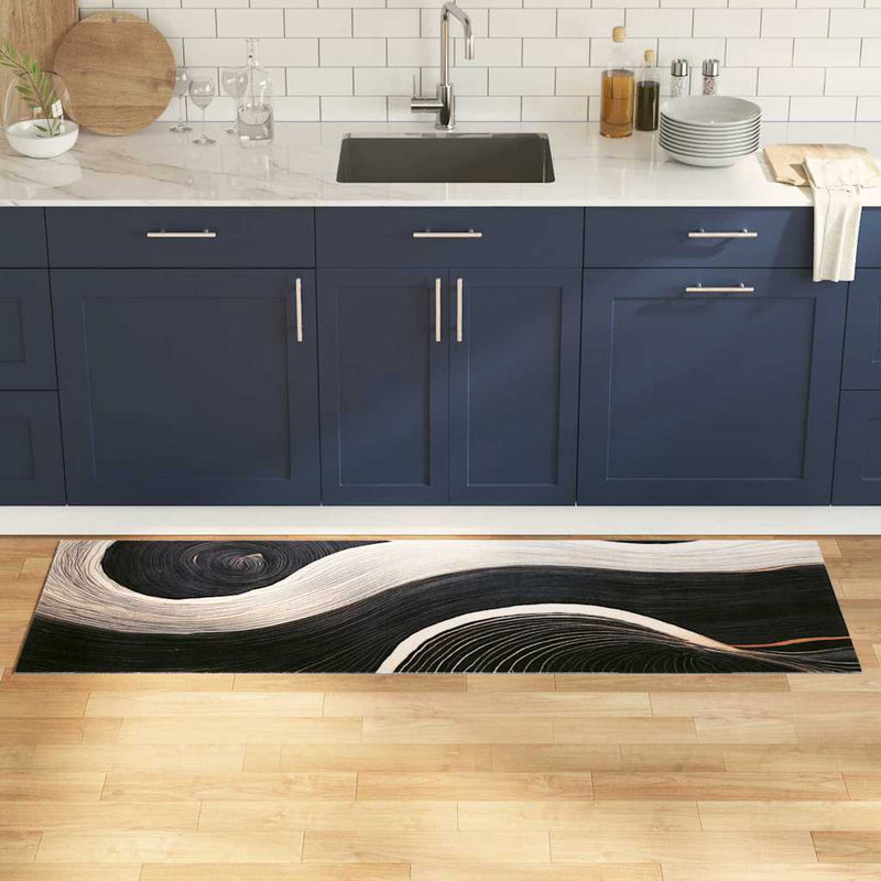 Afbeelding laden in galerijviewer, Vidaxl keuken vloerkleed zwart 180 x 60 cm fluweel