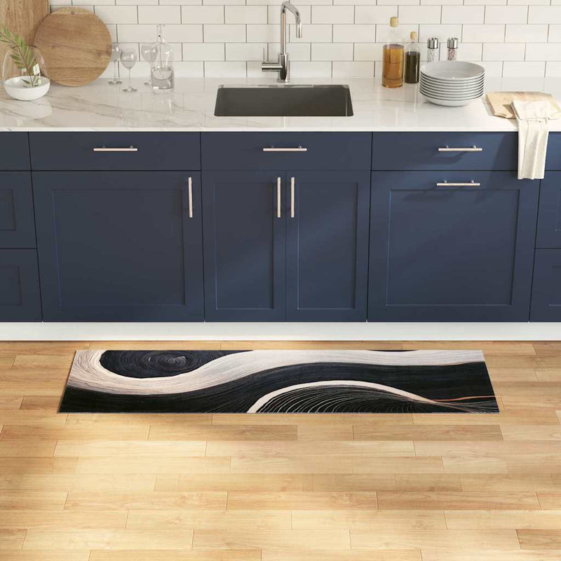 Afbeelding laden in galerijviewer, Vidaxl keuken vloerkleed zwart 150 x 45 cm fluweel