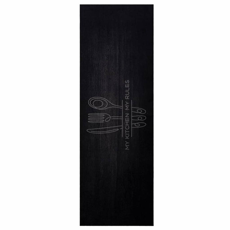Chargez l'image dans la visionneuse de la galerie, Vidaxl keuken vloerkleed bestek zwart 180 x 60 cm fluweel