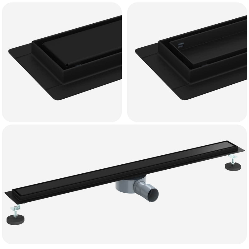 Afbeelding laden in galerijviewer, Vidaxl doucheafvoer 2-in-1 met 360° sifon zwart 90 cm