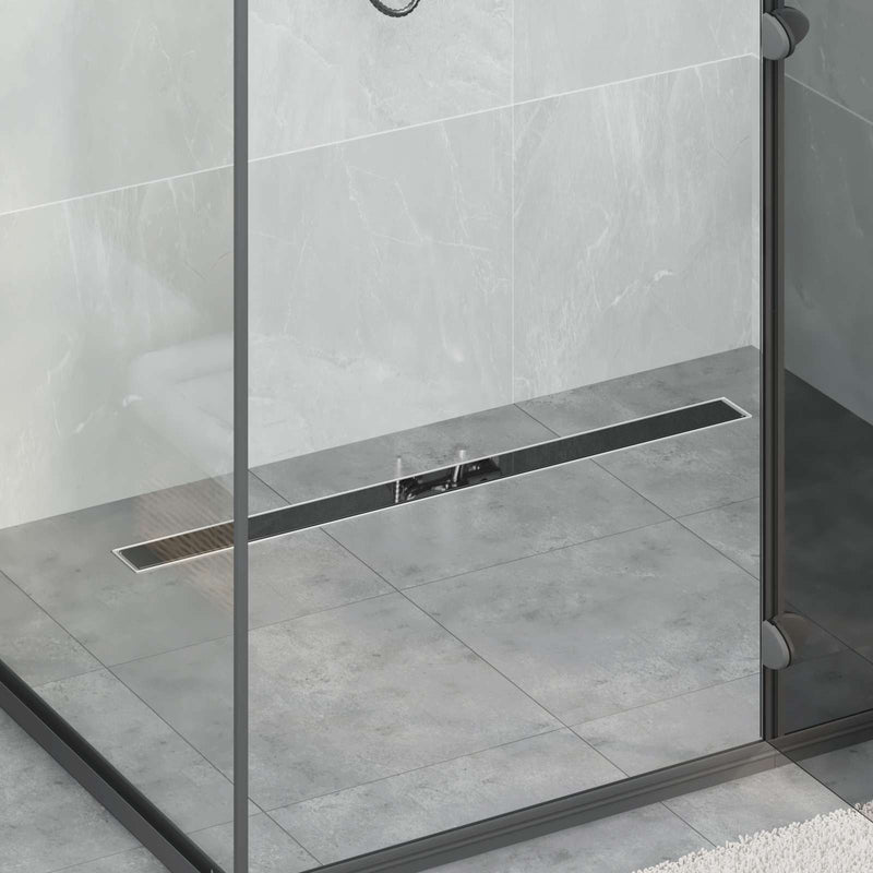 ギャラリービューアに画像をロードする, Vidaxl doucheafvoer met glazen deksel zwart 90 cm roestvrij staal 304