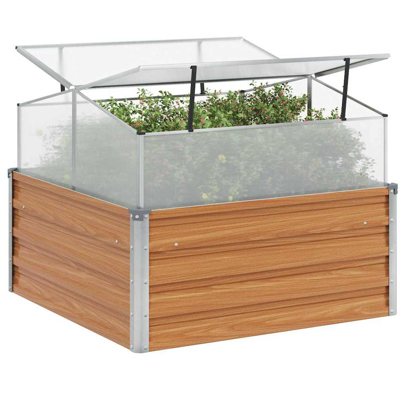 Afbeelding laden in galerijviewer, Vidaxl tuinplanter met kas licht bruin 100 x 100 x 77 cm