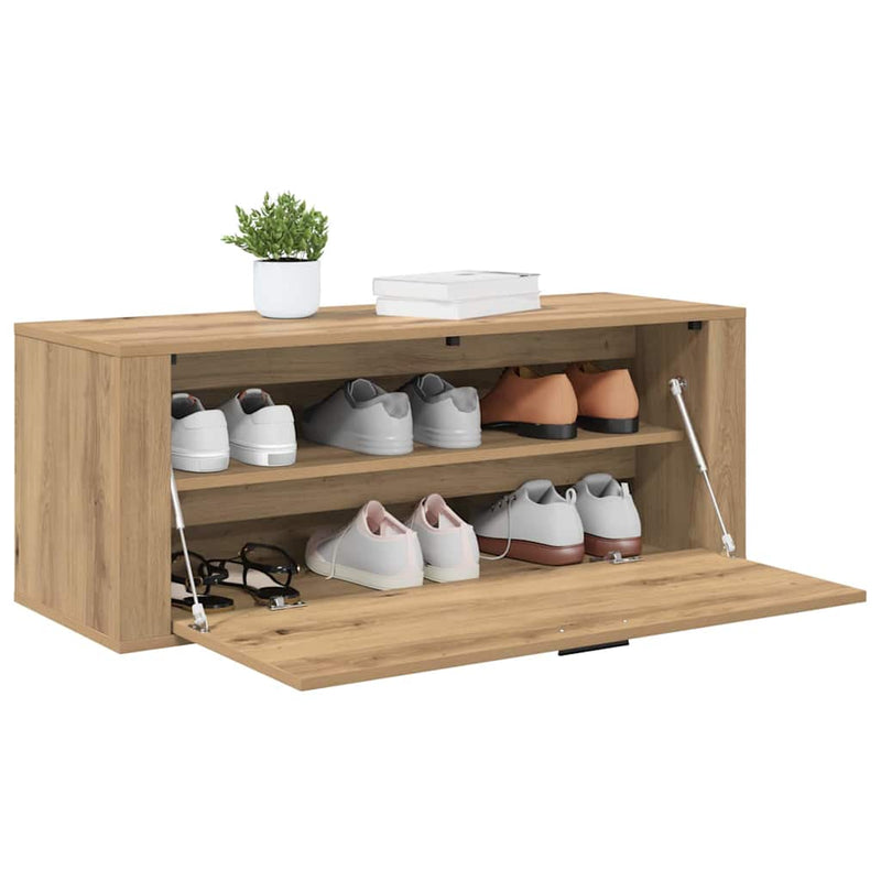 ギャラリービューアに画像をロードする, Vidaxl schoenenkast met plank artisanaal eikenkleurig 100 x 35 x 38 cm