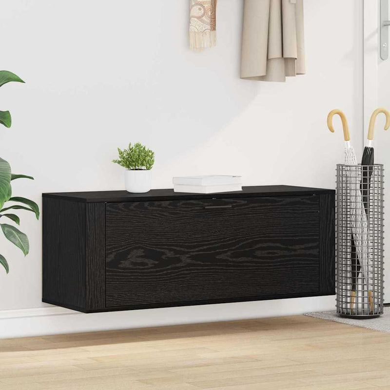 Afbeelding laden in galerijviewer, Vidaxl schoenenkast zwart eiken 100 x 35 x 38 cm bewerkt hout