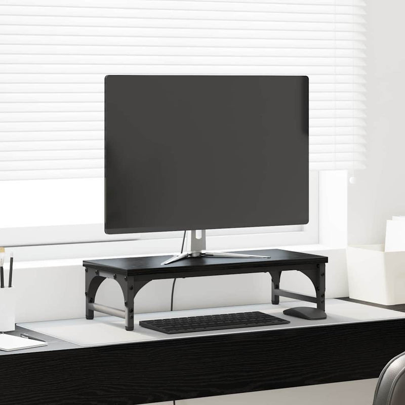 ギャラリービューアに画像をロードする, Vidaxl monitor stand zwart eiken 55 x 23 x 14 cm bewerkt hout