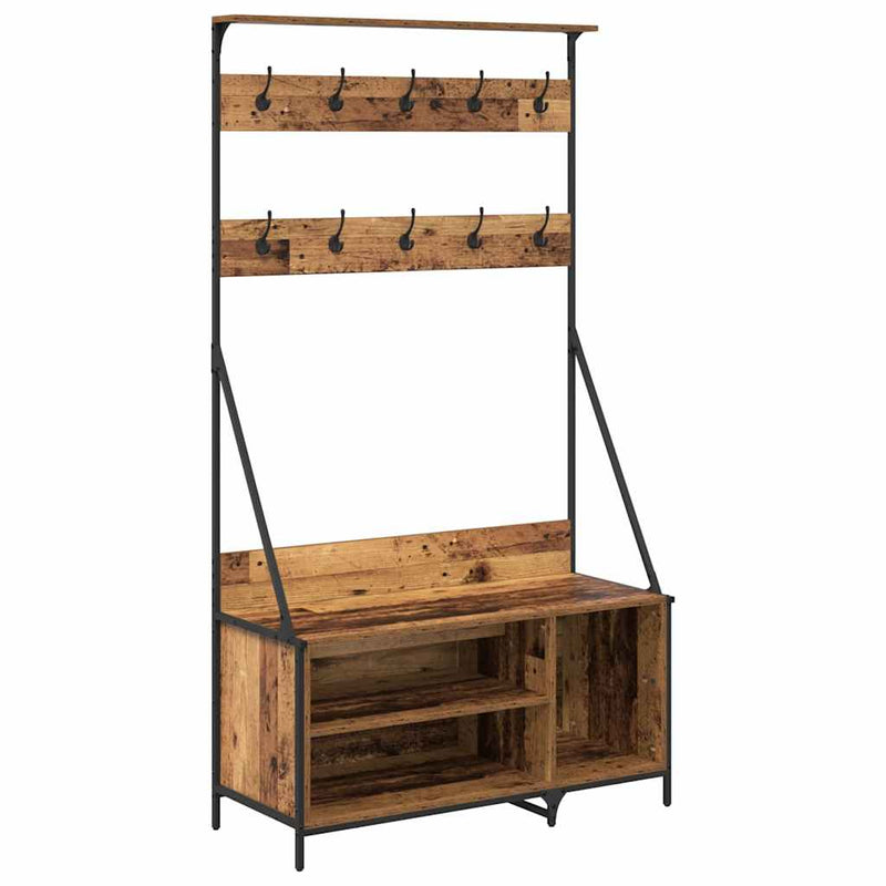 Chargez l'image dans la visionneuse de la galerie, Vidaxl kledingrek met plank oud hout 100 x 41 x 184 cm bewerkt hout