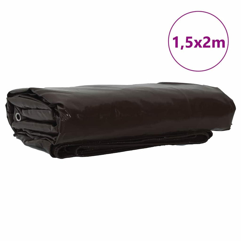 Afbeelding laden in galerijviewer, Vidaxl zeil 650g m² bruin 1,5 x 2 m canvas met pvc-coating