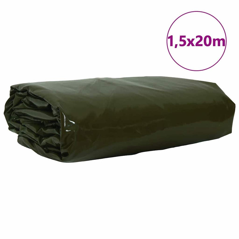 Afbeelding laden in galerijviewer, Vidaxl zeil 650g m² olijf groen 1,5 x 20 m canvas met pvc-coating
