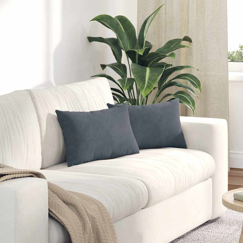 Chargez l'image dans la visionneuse de la galerie, Vidaxl sofa kussens 2 stuks donkergrijs 50 x 30 cm cordstof