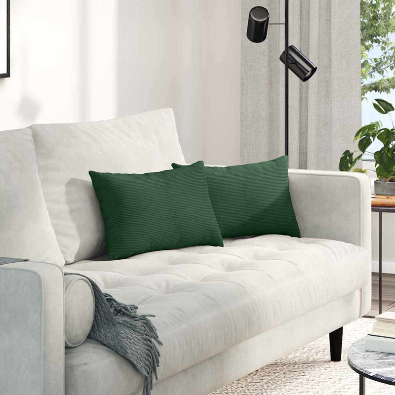 Afbeelding laden in galerijviewer, Vidaxl sofa kussens 2 stuks donkergroen 50 x 30 cm cordstof