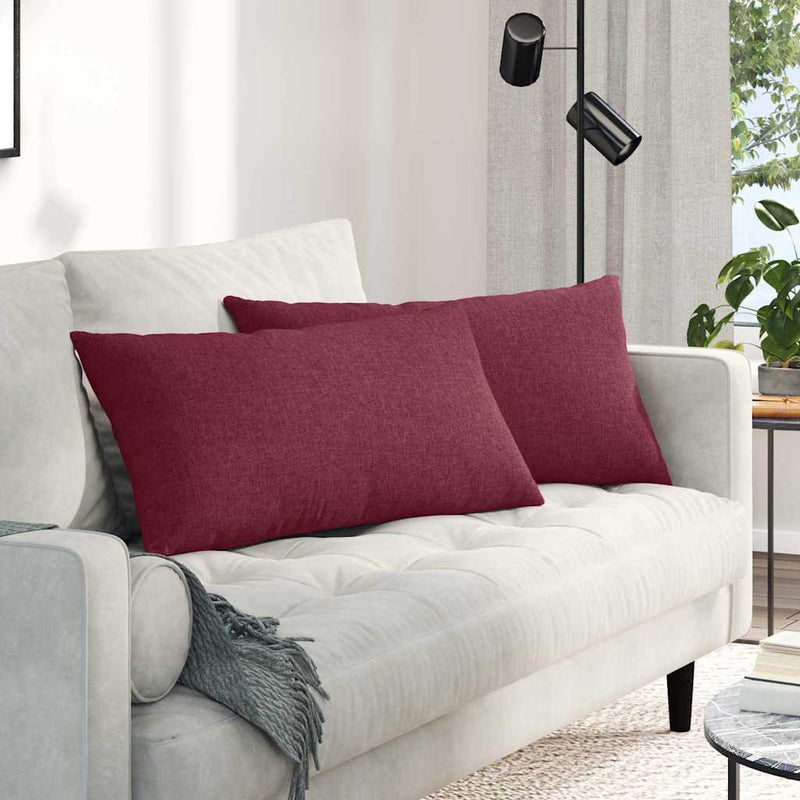 Afbeelding laden in galerijviewer, Vidaxl sofa kussens 2 pcs wijnrood 80 x 40 cm stof