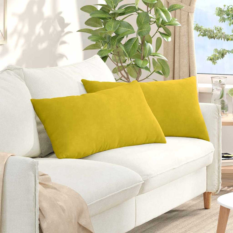 Chargez l'image dans la visionneuse de la galerie, Vidaxl sofa kussens 2 stuks geel 80 x 40 cm cordstof