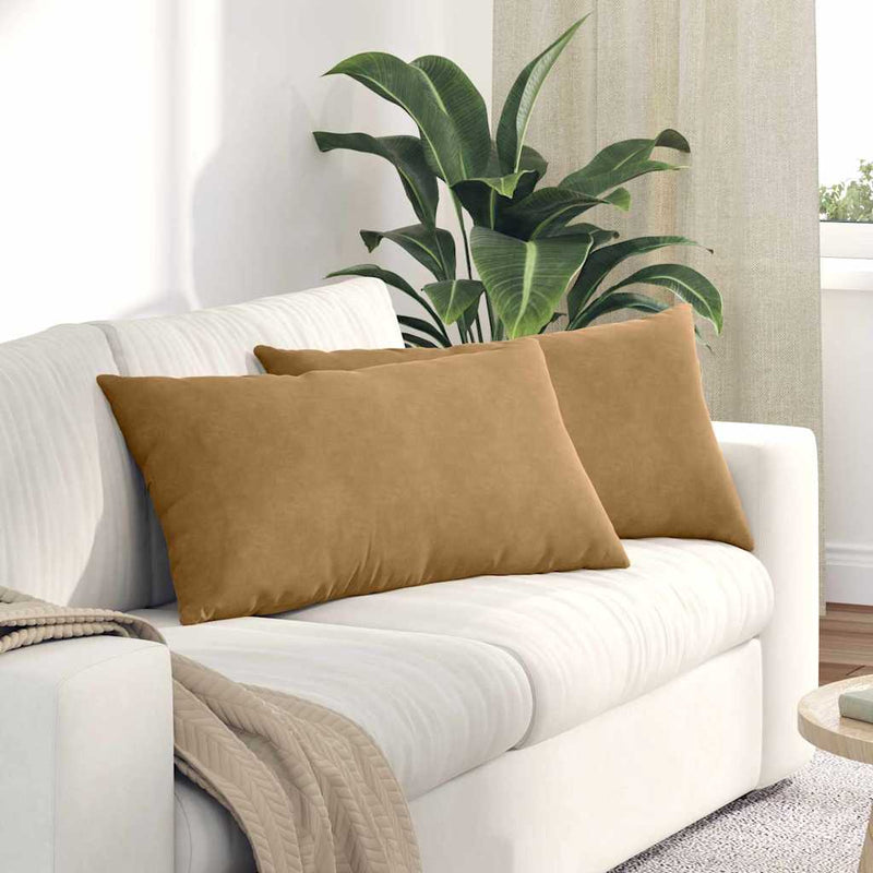 Chargez l'image dans la visionneuse de la galerie, Vidaxl sofa kussens 2 stuks bruin 80 x 40 cm cordstof