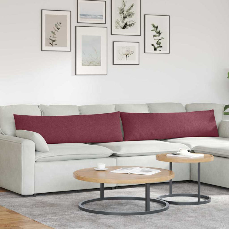Afbeelding laden in galerijviewer, Vidaxl sofa kussens 2 pcs wijnrood 145 x 40 cm stof