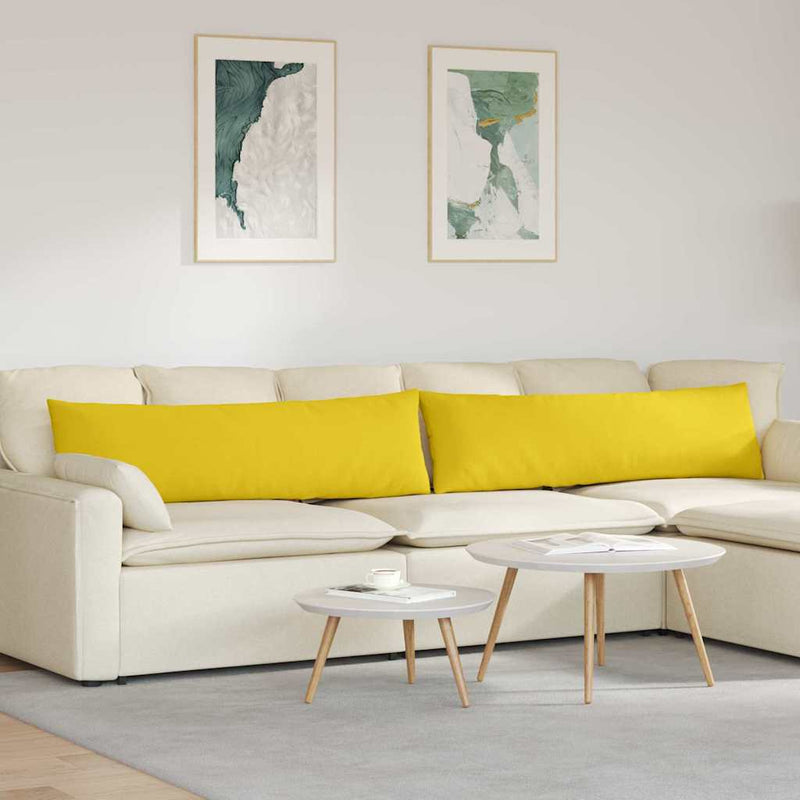 Afbeelding laden in galerijviewer, Vidaxl sofa kussens 2 pcs lichtgeel 145 x 40 cm stof