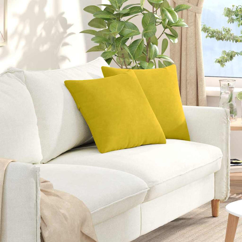 Chargez l'image dans la visionneuse de la galerie, Vidaxl sofa kussens 2 stuks geel 45 x 45 cm cordstof
