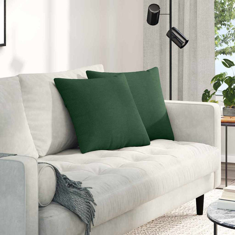 Chargez l'image dans la visionneuse de la galerie, Vidaxl sofa kussens 2 stuks donkergroen 45 x 45 cm cordstof