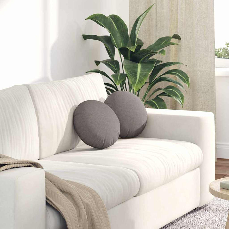 Afbeelding laden in galerijviewer, Vidaxl zitkussens 2 pcs taupe ø30 x 13 cm stof