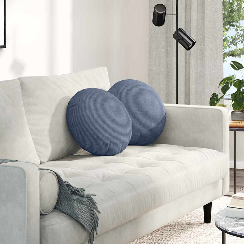 Afbeelding laden in galerijviewer, Vidaxl zitkussens 2 pcs blauw ø 40 cm katoen stof