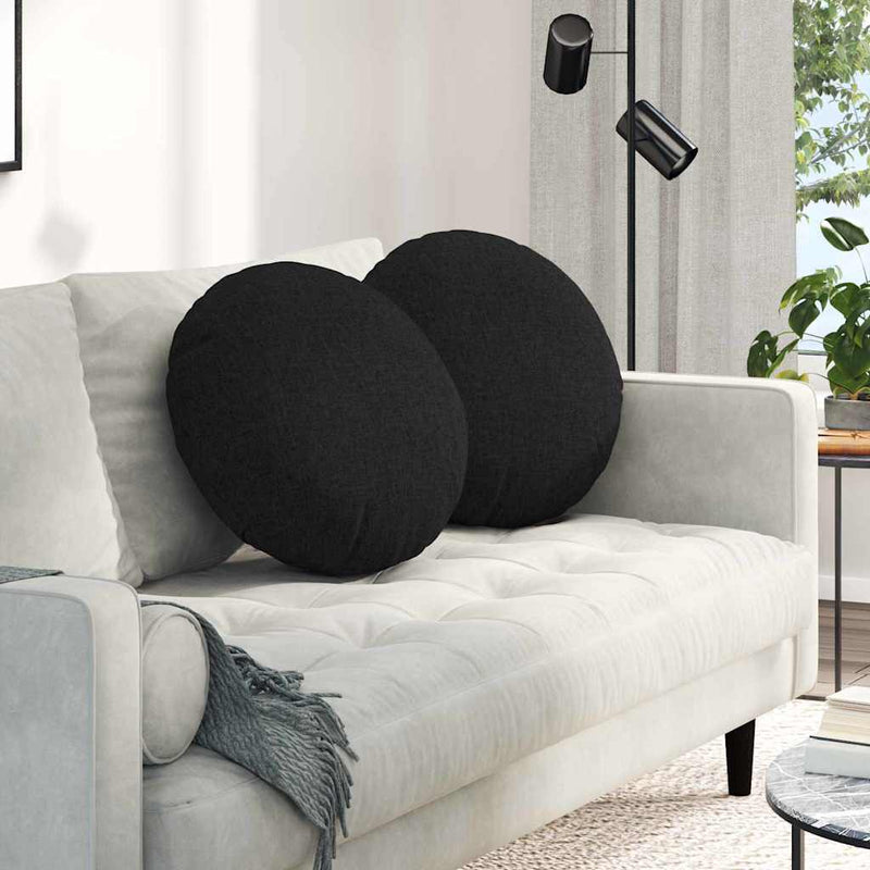 Afbeelding laden in galerijviewer, Vidaxl zitkussens 2 pcs zwart ø50 x 19 cm stof