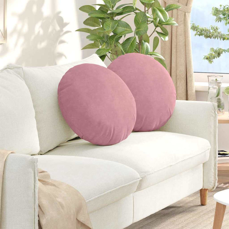 Afbeelding laden in galerijviewer, Vidaxl zitkussens 2 stuks roze ø 40 x 13 cm fluweel