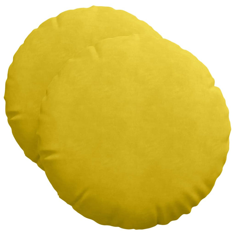Afbeelding laden in galerijviewer, Vidaxl zitkussens 2 stuks geel ø 40 x 13 cm fluweel