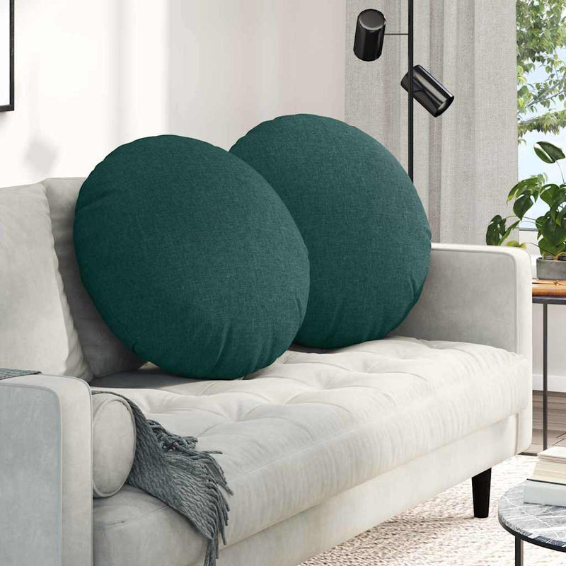 Afbeelding laden in galerijviewer, Vidaxl zitkussens 2 pcs donkergroen ø60 x 21 cm stof