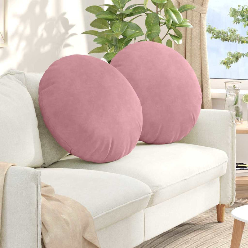Afbeelding laden in galerijviewer, Vidaxl zitkussens 2 stuks roze ø 40 x 13 cm fluweel