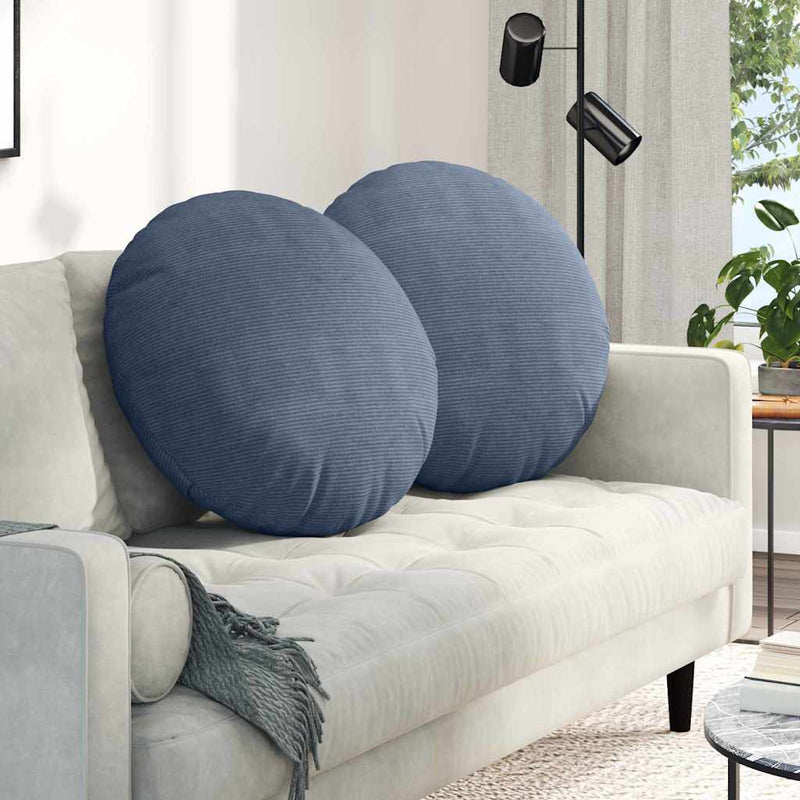 Afbeelding laden in galerijviewer, Vidaxl zitkussens 2 pcs blauw ø 60 cm katoen stof