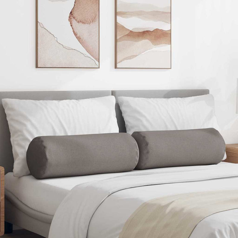 Chargez l'image dans la visionneuse de la galerie, Vidaxl bolster kussens 2 stuks taupe ø 25 x 70 cm stof