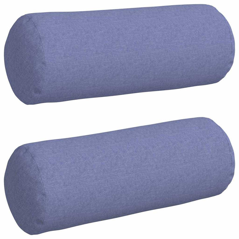 Afbeelding laden in galerijviewer, Vidaxl bolster kussens 2 stuks jeans blauw ø 25 x 70 cm stof