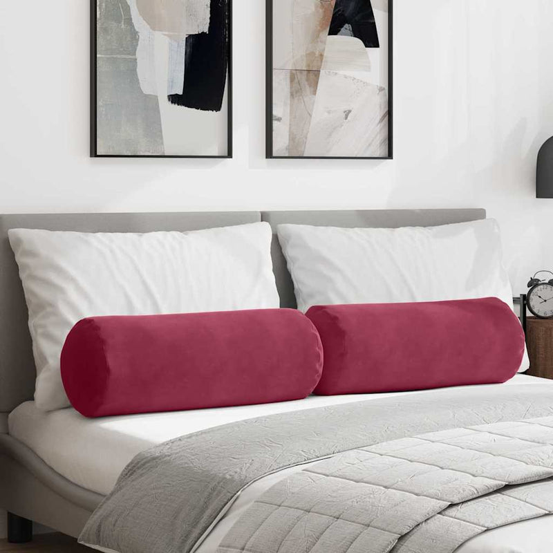 Afbeelding laden in galerijviewer, Vidaxl bolster kussens 2 stuks wijnrood ø 25 x 70 cm cordstof