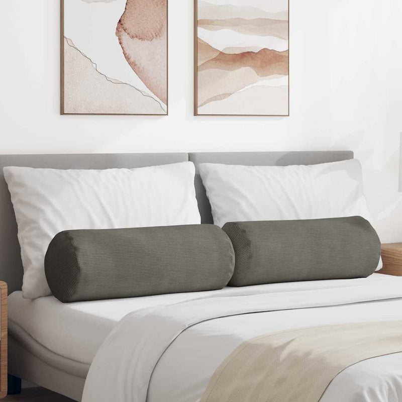 Afbeelding laden in galerijviewer, Vidaxl bolster kussens 2 stuks lichtgrijs ø 25 x 70 cm cordstof