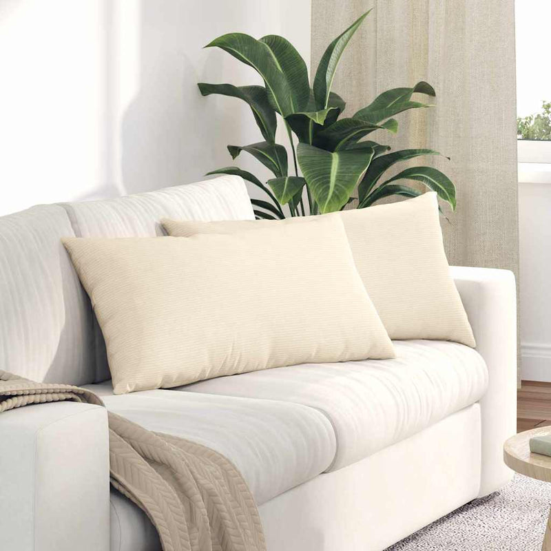 Afbeelding laden in galerijviewer, Vidaxl sofa kussens 2 stuks crème 80 x 40 cm cordstof