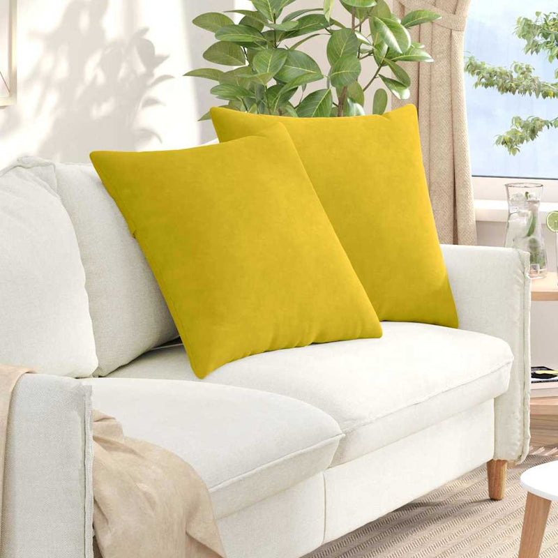 Chargez l'image dans la visionneuse de la galerie, Vidaxl sofa kussens 2 stuks geel 60 x 60 cm cordstof