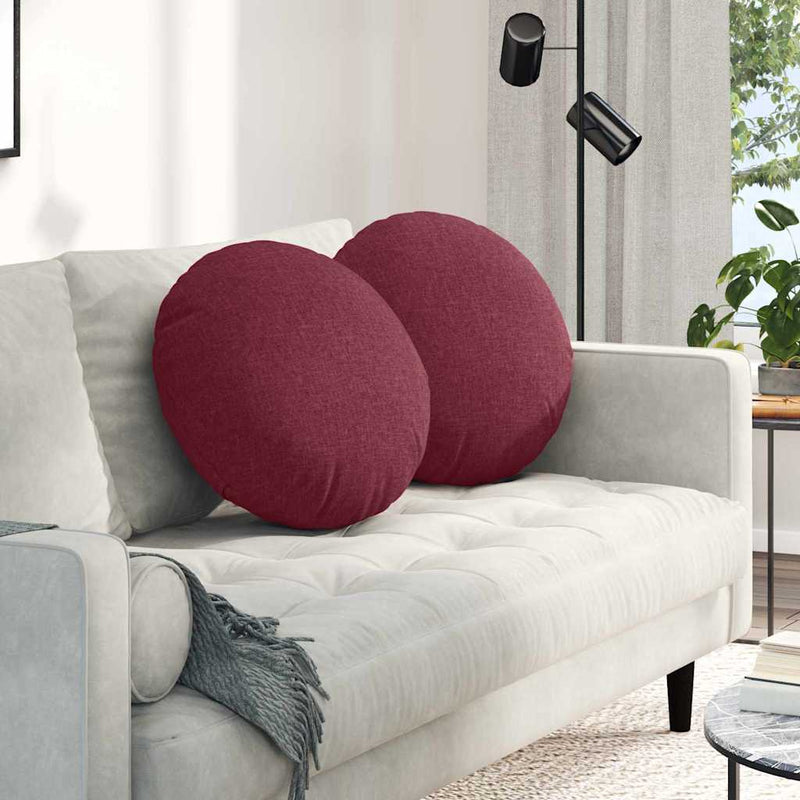 Afbeelding laden in galerijviewer, Vidaxl zitkussens 2 pcs wijnrood ø50 x 19 cm stof