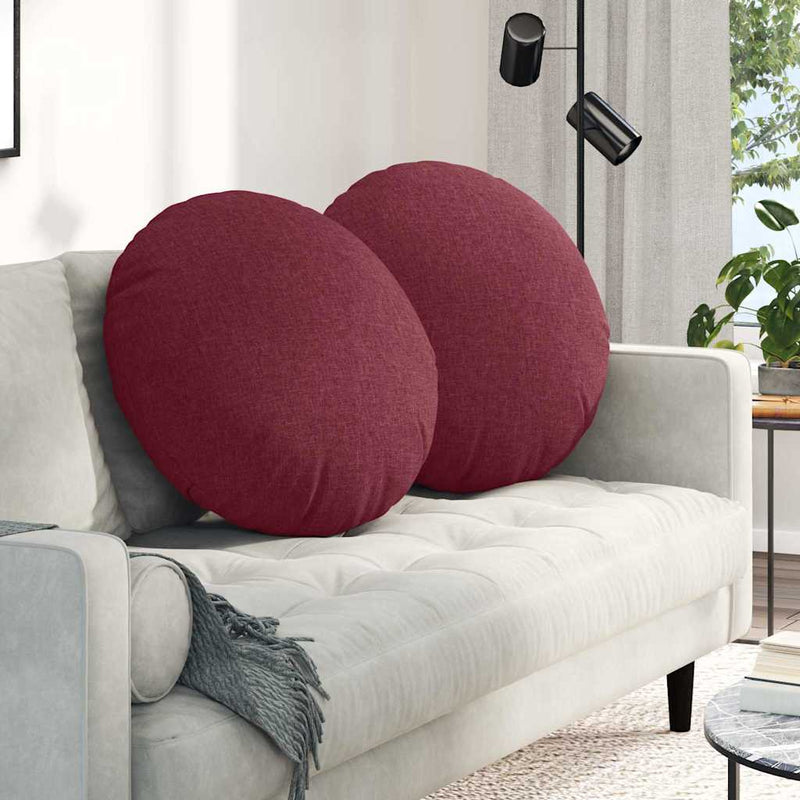 Afbeelding laden in galerijviewer, Vidaxl zitkussens 2 pcs wijnrood ø60 x 21 cm stof