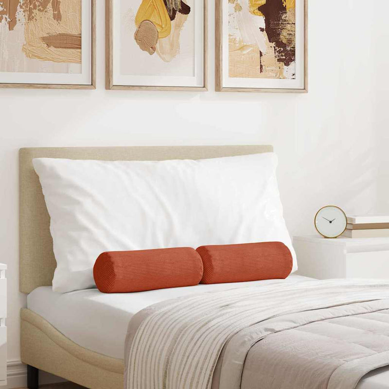 Chargez l'image dans la visionneuse de la galerie, Vidaxl bolster kussens 2 stuks rood-oranje ø 15 x 40 cm cordstof
