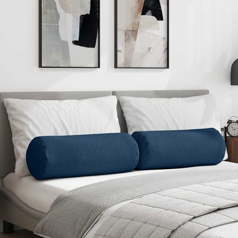 Chargez l'image dans la visionneuse de la galerie, Vidaxl bolster kussens 2 stuks blauw ø 25 x 70 cm stof